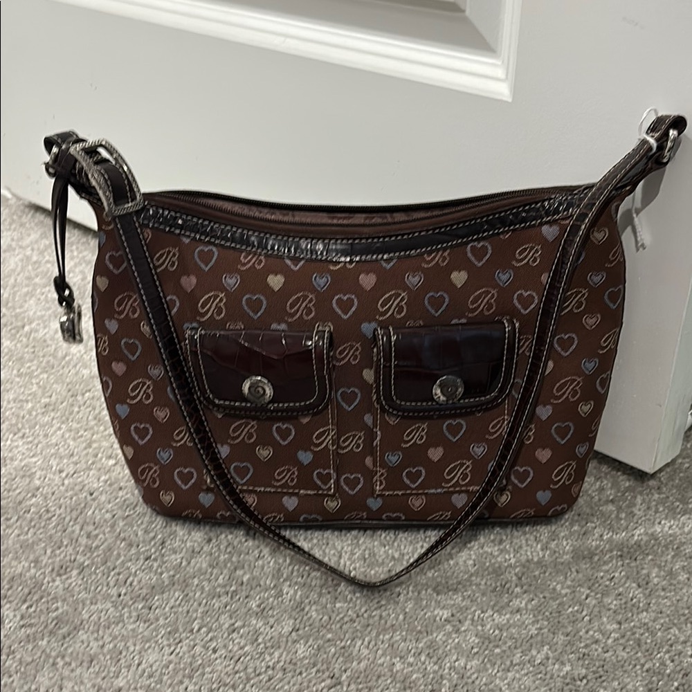 Brown Heart Pattern Shoulder Bag - Picture 6 of 6